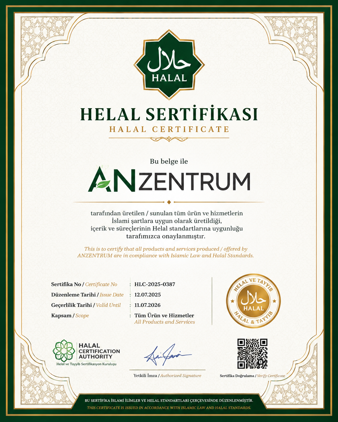 AnZentrum Helal Sertifikası