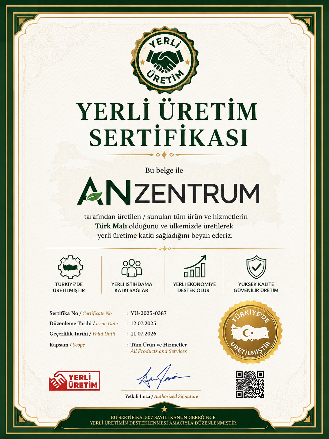 AnZentrum Yerli Üretim